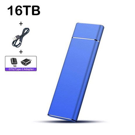 고속 휴대용 외장 하드 드라이브 1TB 2TB 모바일 디스크 Mac/PC용, 26 BLUE-16TB-추천-상품