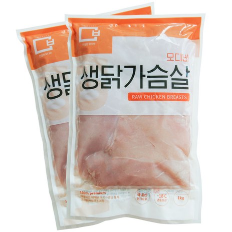 모디바 국내산 냉동 닭가슴살( 1kgX2팩), 1kg, 2개-추천-상품