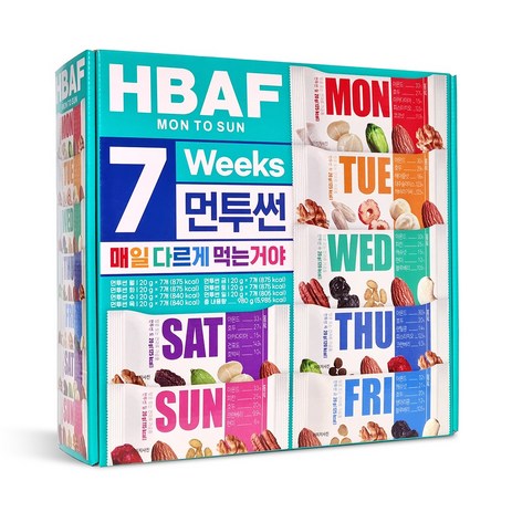 바프 먼투썬 7주 20g x 49봉 코스트코 하루견과 믹스 매일 임산부견과류 세트, 49개-추천-상품