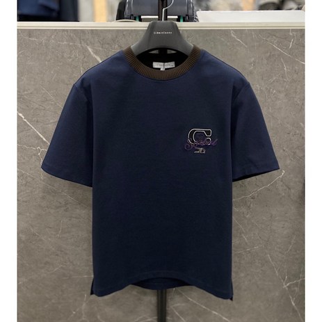 리버클래시 24S/S 다크네이비 넥라인 배색 오버핏 반팔 티셔츠 (LKS41357)-추천-상품