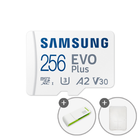 삼성전자 공식인증 정품 마이크로SD카드 EVO PLUS MB-MC256SA/KR + SD카드 케이스 및 이엘 연두 카드 리더기 USB2.0 2in1, 1개-추천-상품