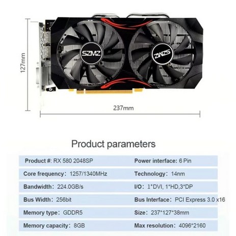 GTX 1060 RX 580 데스크탑 컴퓨터 게이밍 그래픽 카드 1GB-8GB 비디오 GT1030 GT730 GT610 GT210 GTX650, 04 RX580 8G-추천-상품