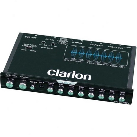 CLARION EQS755V 7밴드 카 오디오 12DIN 사이즈 그래픽 이퀄라이저크로스오버 프론트 3.5mm 보조 입력 리어 RCA 하이 레벨 스피커-추천-상품