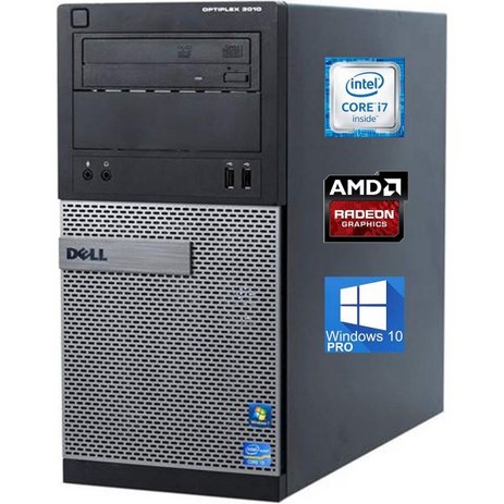 델 데스크탑 업무용 사무용 기업용 Dell Optiplex 3010 미니 타워 PC 인텔 쿼드코어 i73770 최대 3.90GHz 16GB RAM 1TB SSD Radeon H-추천-상품