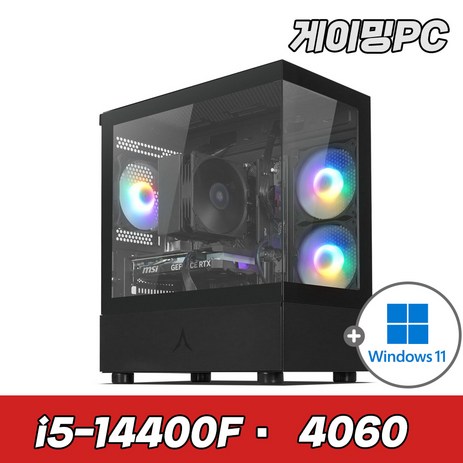 한성컴퓨터 슈컴 인텔 WIN 11 조립PC 고사양 게이밍 컴퓨터 데스크탑 본체, NO.6 슈컴 I5-14400F RTX4060, 500GB, 16GB, 블랙, WIN11 Home-추천-상품