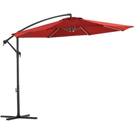 wikiwiki 위키위키 10FT 솔라 파티오 옵셋 우산 야외 캔틸레버 걸이식 뒷마당용 마켓 가든데크 베이지, Apple Red-추천-상품