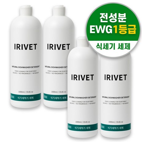 아이리벳 1종 식기세척기 액체 세제, 1000ml, 4개-추천-상품