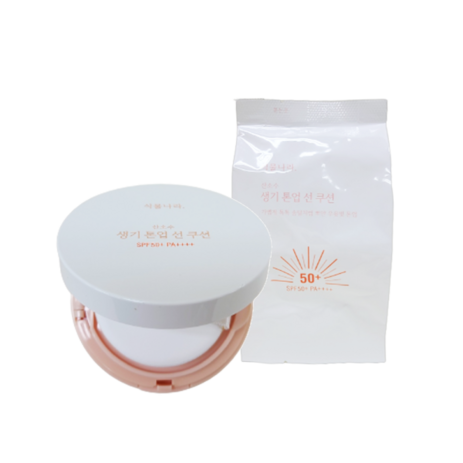 식물나라 생기 톤업 선 쿠션 15g(SPF50+) 본품+리필, (신형뽀얀쌀)생기피치 + 리필-추천-상품