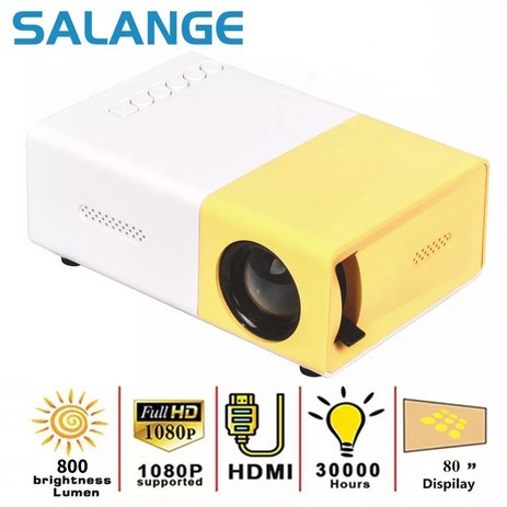 Salange 미니 프로젝터 YG300 Pro LED 지원 1080P 풀 HD 휴대용 비머 오디오 HDMI USB 비디오 프로젝터, Black-추천-상품