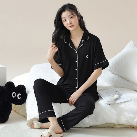 LUMANOKI 여성 잠옷 세트 반팔+바지 Z01-추천-상품