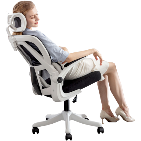 KURUA 허리받침 사무용 메쉬의자, 화이트+블랙-추천-상품