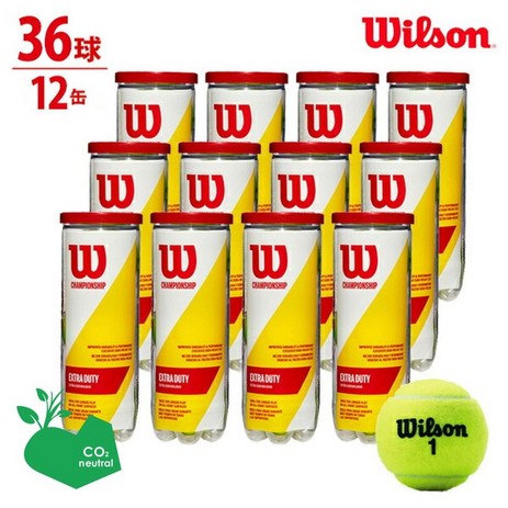윌슨 Wilson 챔피언십 엑스트라 듀티 테니스 공 1박스 (3개x12캔 총 36구), 단일 옵션-추천-상품