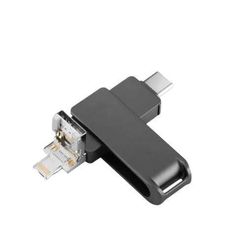 4in1 대용량 핸드폰 OTG 아이폰 USB3.0 데이터 전송 일체형 외장메모리, 128G, 블랙-추천-상품