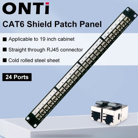 네트워크 부품 onti 24 포트 1u cat6 rj45 커플러 패치 패널 키스톤 잭, 한개옵션0-추천-상품