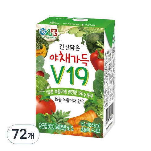 하루야채 데일리 9박스 - 정식품 건강담은 야채가득 야채즙 V19, 145ml, 72개