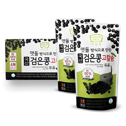 아름뜰 맷돌로 갈아만든 100 국산콩 찐콩물 60개 - 아름뜰 (국산콩100%) 국산 검은콩 고칼슘 두유 45팩, 45개, 180ml