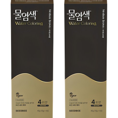 프리미엄 물염색 총 44회분  쿨링샴푸(300ml 2개 - 씨드비 프리미엄 물염색 시즌2, 미디엄브라운, 2개