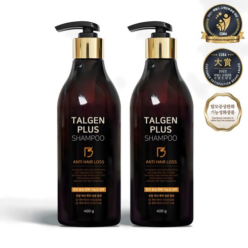 탈젠샴푸 - 탈젠플러스 탈모샴푸 400ml 탈모완화 기능성화장품 특허보유 연구소개발, 400g, 2개