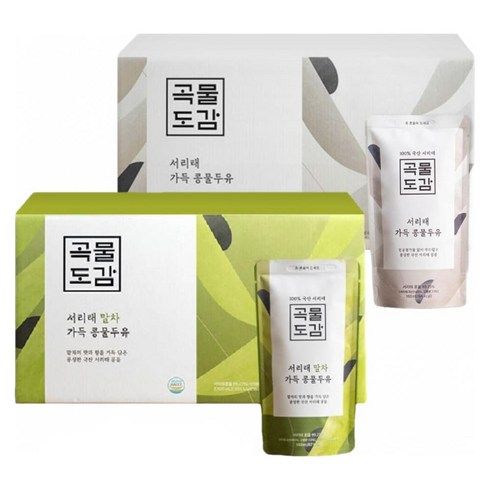 곡물도감 - 곡물도감 무가당 서리태 콩물두유 서리태맛 15입 + 말차맛 15입, 1세트, 180ml