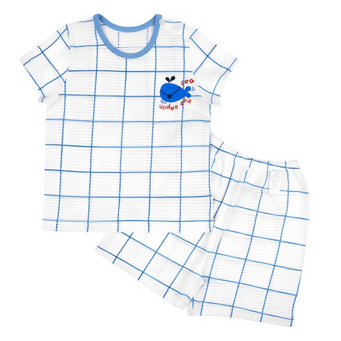 유아내복 - 메이키즈 남아용 고래퐁당 5부 쟈가드 실내복 상하 세트