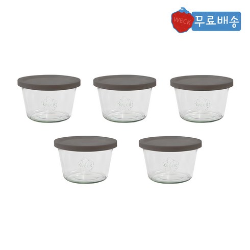 weck유리용기 - [WECK] 370ml (No741) 유리병+PE뚜껑 5개, PE그린레이 5개