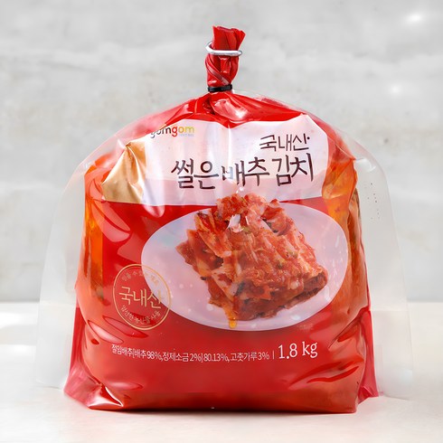 썰은김치 - 곰곰 국내산 썰은 배추 김치, 1.8kg, 1개