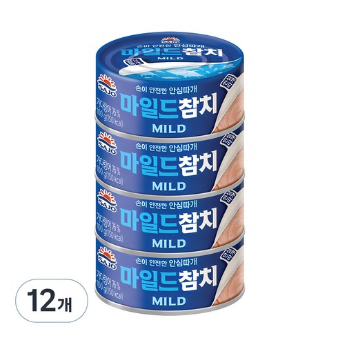 참치100g - 사조 마일드 참치 안심따개, 100g, 12개