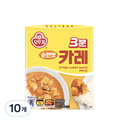 오뚜기3분 카레 순한맛, 200g, 10개