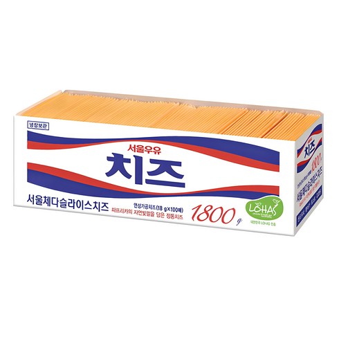 체다치즈 - 서울우유 체다슬라이스업소용 1 800 g (아이스박스+아이스팩무료증정), 1세트, 800g