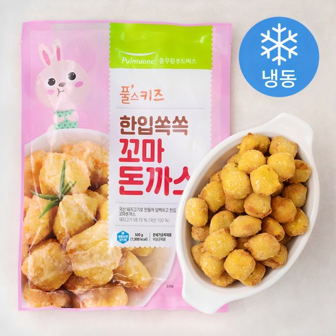 아기돈까스 - 풀무원 풀스키즈 한입쏙쏙 꼬마돈까스 (냉동), 500g, 1개