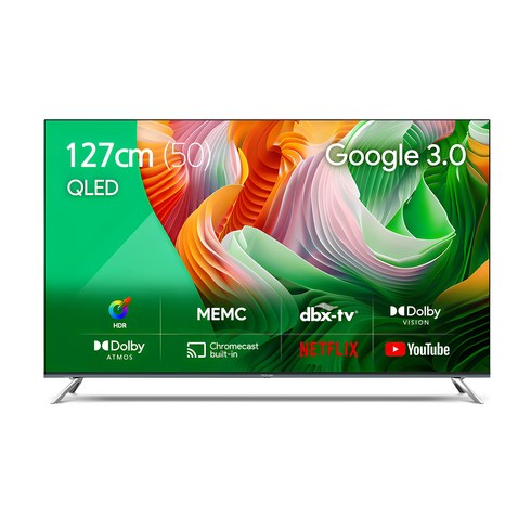 qledtv - 더함 4K UHD 구글 3.0 QLED TV, 127cm(50인치), UA501QLED VA SH 2023C1, 스탠드형, 고객직접설치