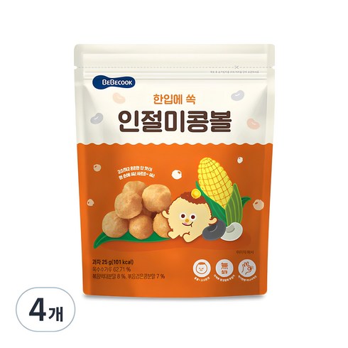 베베쿡 한입에 쏙 인절미 콩볼, 인절미맛, 25g, 4개