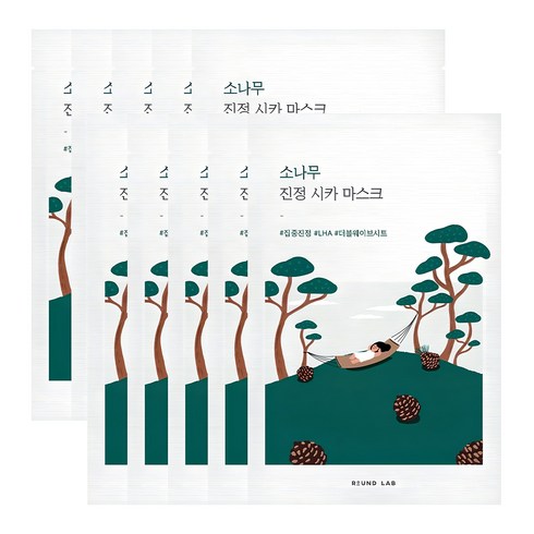 피부진정팩 - 라운드랩 소나무 진정 시카 마스크, 1개입, 10개