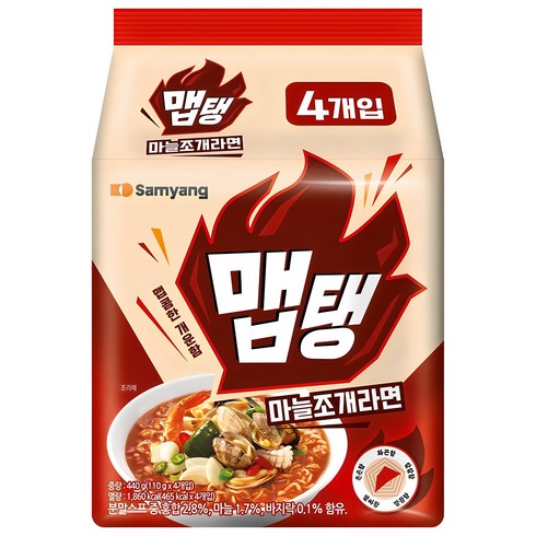 맵탱마늘조개 - 맵탱 마늘조개라면 110g, 4개