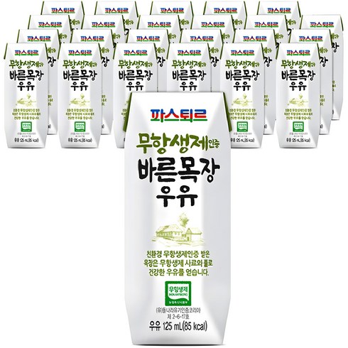 유아우유 - 파스퇴르 바른목장 우유, 125ml, 24개