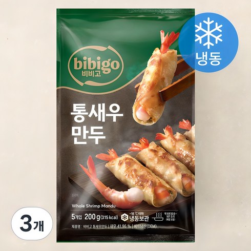 비비고새우만두 - 비비고 통새우 만두 (냉동), 200g, 3개