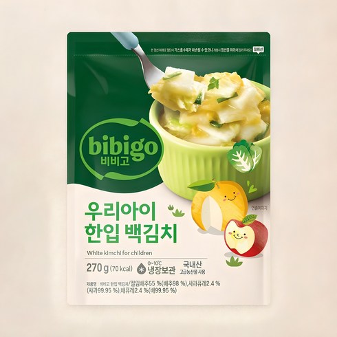 아기김치 - 비비고 우리아이 한입 백김치, 270g, 1개