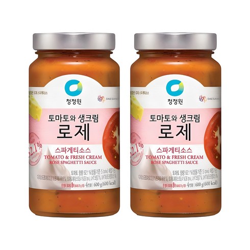 로제파스타소스 - 청정원 토마토와 생크림 로제 스파게티소스, 600g, 2개