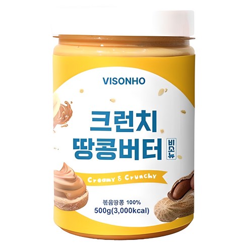 비소뉴땅콩버터 - 비소뉴 크런치 땅콩버터, 500g, 1개