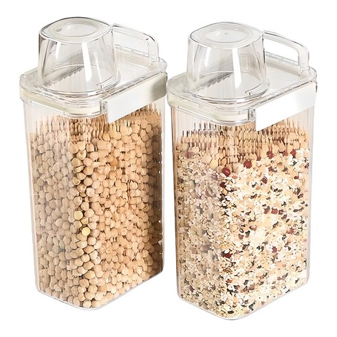 쌀보관통 - 달팽이리빙 퀴진드마망 밀폐 잡곡통 1800ml, 투명, 2개