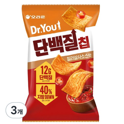 단백질칩 - 닥터유 단백질칩 칠리살사소스맛, 60g, 3개