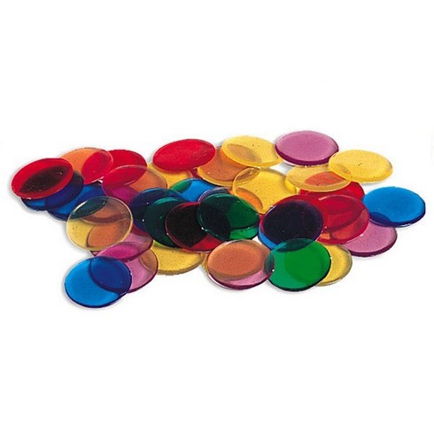[Learning Resources] 투명 수세기 칩 Transparent Color Counting Chips (6색 250개), 1.8cm, 1개