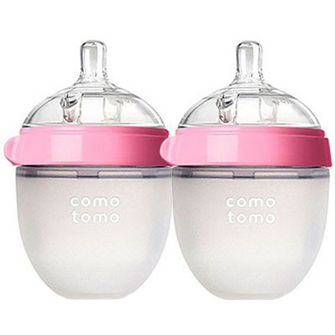 코모토모 실리콘젖병 트윈팩, 핑크, 150ml, 2개