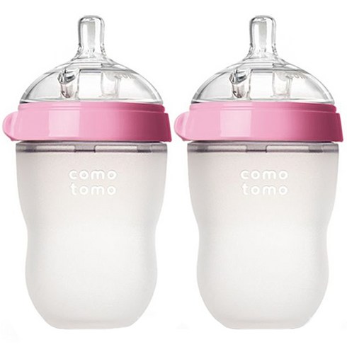 코모토모 실리콘젖병 트윈팩, 핑크, 250ml, 2개