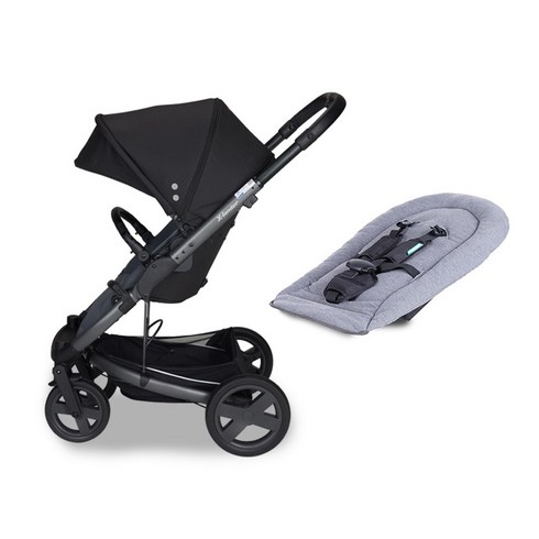 엑스랜더 디럭스 절충형 유모차 + 신생아패드, 루나블랙