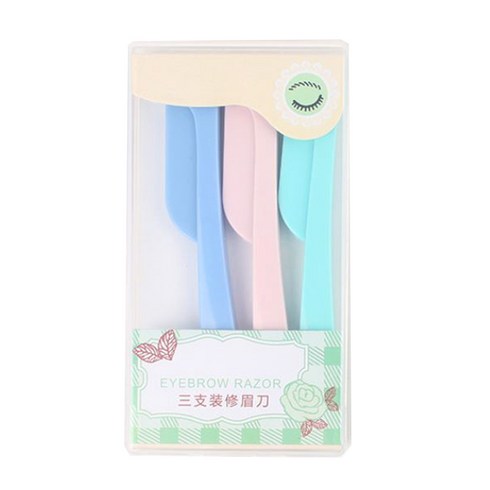 리빙듀오 섬세한 접이식 눈썹 칼, 핑크, 퍼플, 옐로우, 3개