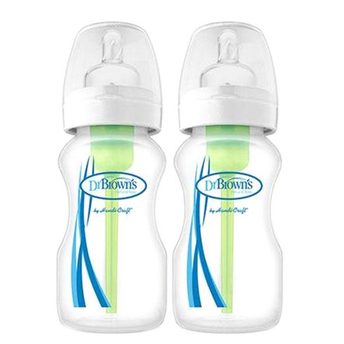 닥터브라운 와이드넥 옵션스 PP젖병 270ml 2개입, 1단계, 화이트