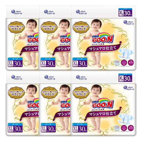 군프리미엄 2017년 마시멜로 밴드형 기저귀 남녀공용 특대형 (12~20kg), 180매