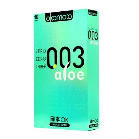 오카모토 0.03 콘돔 알로에 초박형 기타, 10개입, 1개