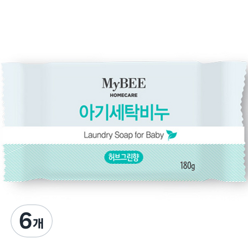 마이비 아기 세탁비누 허브그린향 180g, 6개